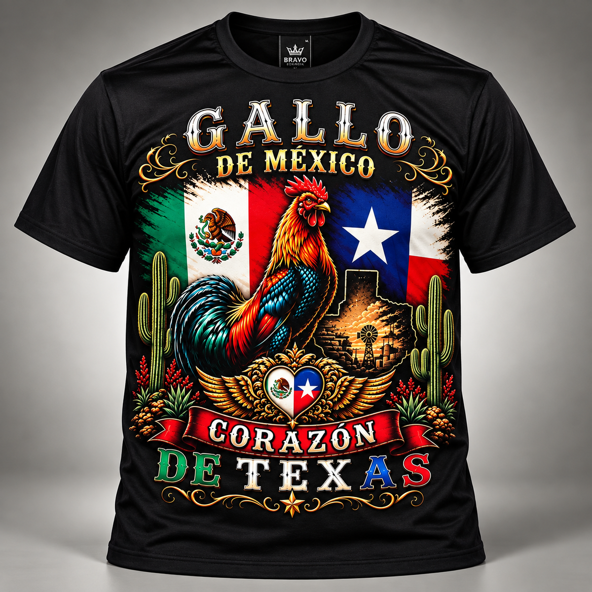 Playera Gallo de México - Corazón de Texas