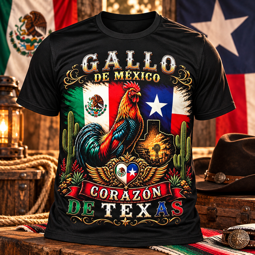 Playera Gallo de México - Corazón de Texas