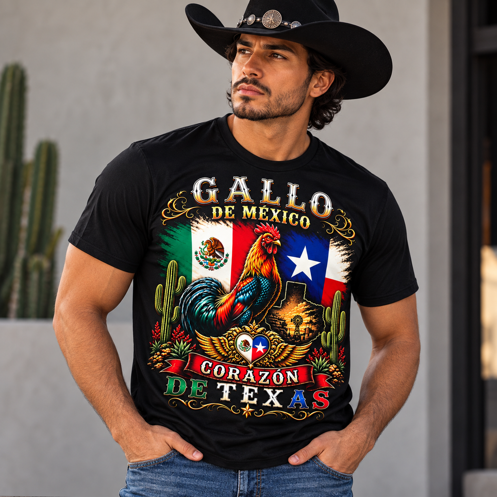 Playera Gallo de México - Corazón de Texas